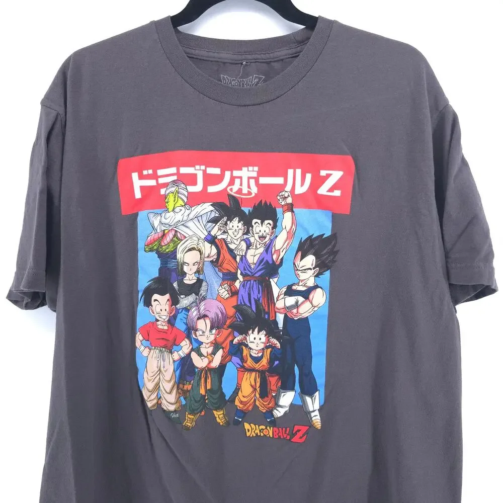 Dragonball Z Mens Gray Group Pose Japanese Animation Graphic Crewneck T-Shirt XL - Picture 2 of 8